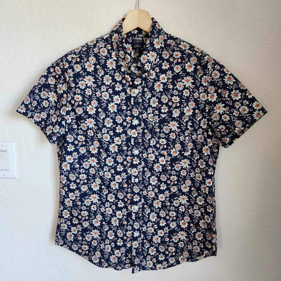 J. Crew Shirts J Crew Blue Mens Slim Flex Washed Button Down Short